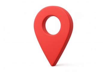 3d rendering of a red location pin symbolizing global positioning, with transparent background for easy integration into various projects
