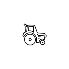 Tractor Side View Line Art Icon – Minimal Hand-Drawn Farming Vehicle Vector
