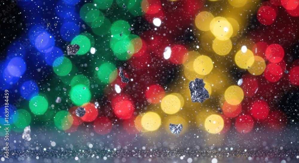 Poster abstract bokeh background with silver particles