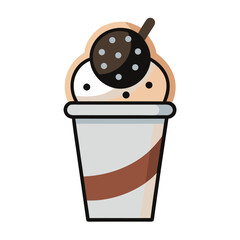Oreo ice cream cup with cookie garnish illustration