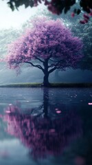 painting of a beautiful tree with purple leaves