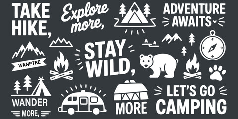 Fototapeta premium Adventure and Camping Outdoor Design with Hiking, Wildlife, and Nature Elements