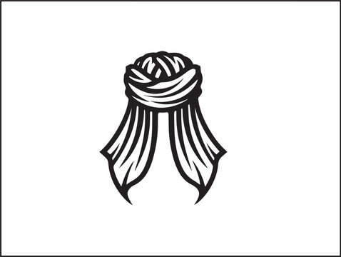 black and white turban design clip art preview