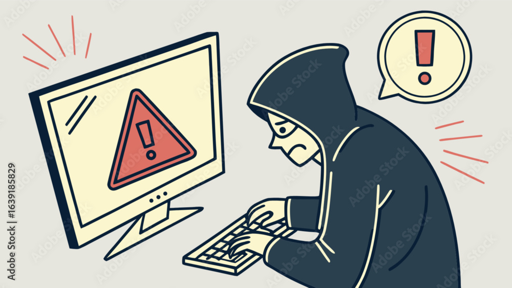 Poster cyber security threat vulnerability hacker attack computer warning internet safety risk online prote