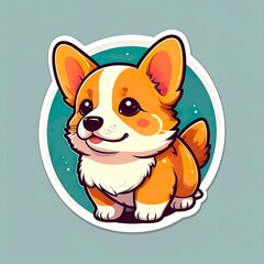 Kawaii Corgi Puppy Sticker Vector Design
