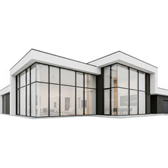 Obraz premium house with luxury glass windows, isolated on a white background