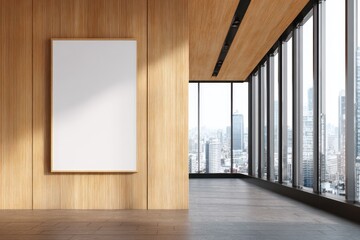 Obraz premium Modern Wood Interior with City View