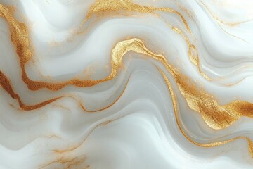 Abstract smooth flowing marble texture with elegant gold dust and streaks creating a luxurious and calming visual effect