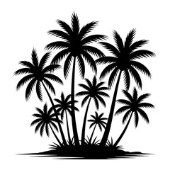Fototapeta premium Tropical palm trees on island silhouette black and white