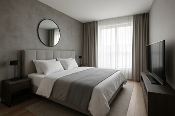 A Modern Bedroom with a Serene View