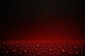 An abstract digital illustration of a dark red surface dotted with numerous small, reflective spheres, creating a sense of depth and texture