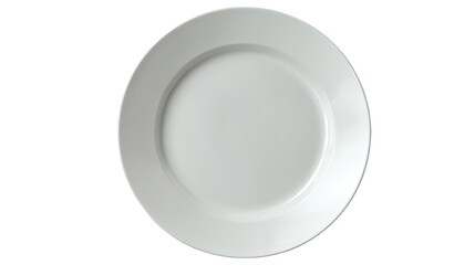 Elegant White Ceramic Plate with Subtle Rim Detailing Top View.