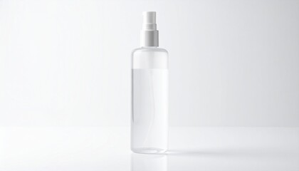 Minimalist White Bottle with Cap on Pure White Background Evoking Cleanliness and Simplicity in Design