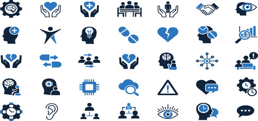 Fototapeta premium Psychology outline icon set. editable stroke. vector illustration.