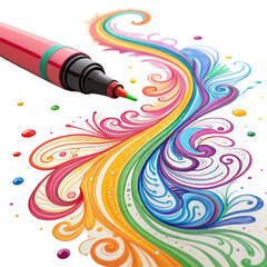 Vibrant marker artistry explodes with rainbow swirls and creative energy, inspiring imagination