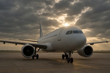 A Lone Airplane Awaits Its Next Flight Under a Dramatic Sky