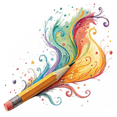 Inspire creativity with a vibrant pencil drawing unleashing a colorful explosion of imagination and art