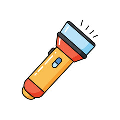 Bright Orange and Red Flashlight Cartoon Illustration