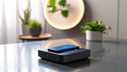 Elegant Bluetooth Smart Light Casting Soft Glow on Contemporary Table in Cozy Indoor Environment