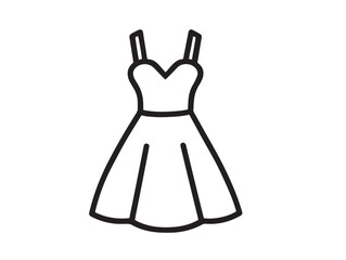 Elegant midi dress fashion icon in smooth line vector style