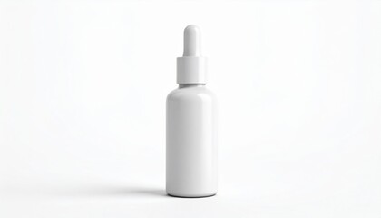 Elegant White Bottle with White Cap on a Simple Background Showcasing Minimalist Design and Style