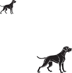 Two black dog silhouettes on white background canine