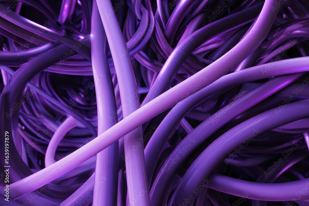 Aufkleber colorful purple wires intertwining in a dynamic abstract composition depicting a vibrant network of 