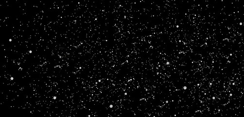 Distressed black background with scattered white particles resembling stars or snowflakes in a digital matrix,  wallpaper, dark