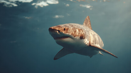 stunning portrait of shark captured with minimalism in focus against clean background