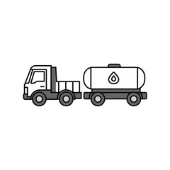 Fuel Delivery Truck Icon Simple Line Art Illustration