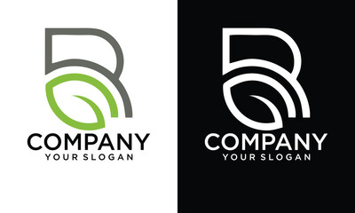 Creative Minimal and creative letter B leaf logo template