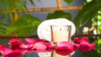Thai herbal spa elements setting for traditional Thai massage, tropical spa treatment 