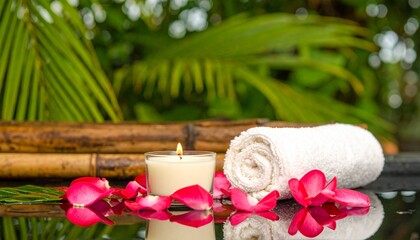 Thai herbal spa elements setting for traditional Thai massage, tropical spa treatment 
