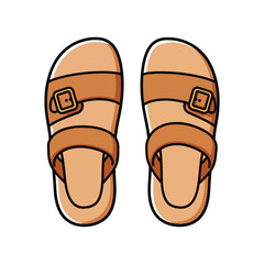 Pair of Cartoon Brown Leather Sandals