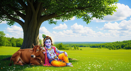 festival of happy shree krishna janmashtami abstract design background. 