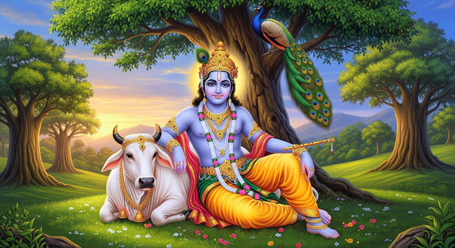 festival of happy shree krishna janmashtami abstract design background. 
