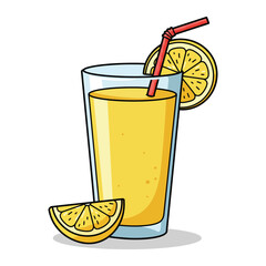 Cartoon Illustration of a Glass of Lemon Juice
