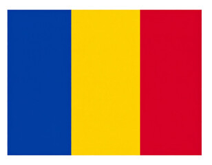 Fototapeta premium Flat Romania National Flag with Vertical Tricolor, isolated on a transparent background.