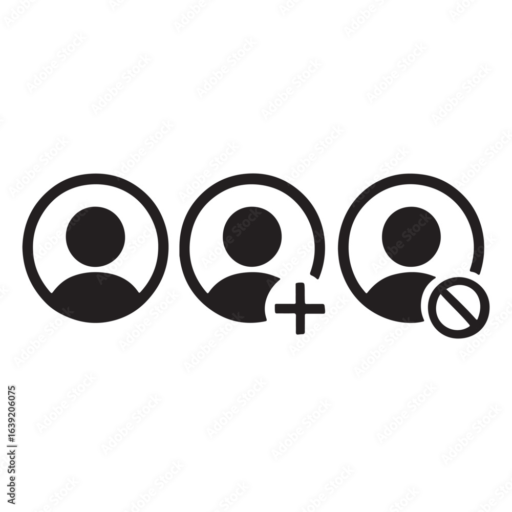 Poster default profile avatar icon. user account dp containing add, block and verified symbol for social me