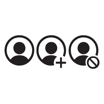 Default profile avatar icon. User account dp containing add, block and verified symbol for social media website, app, UI. Transparent PNG and vector illustration