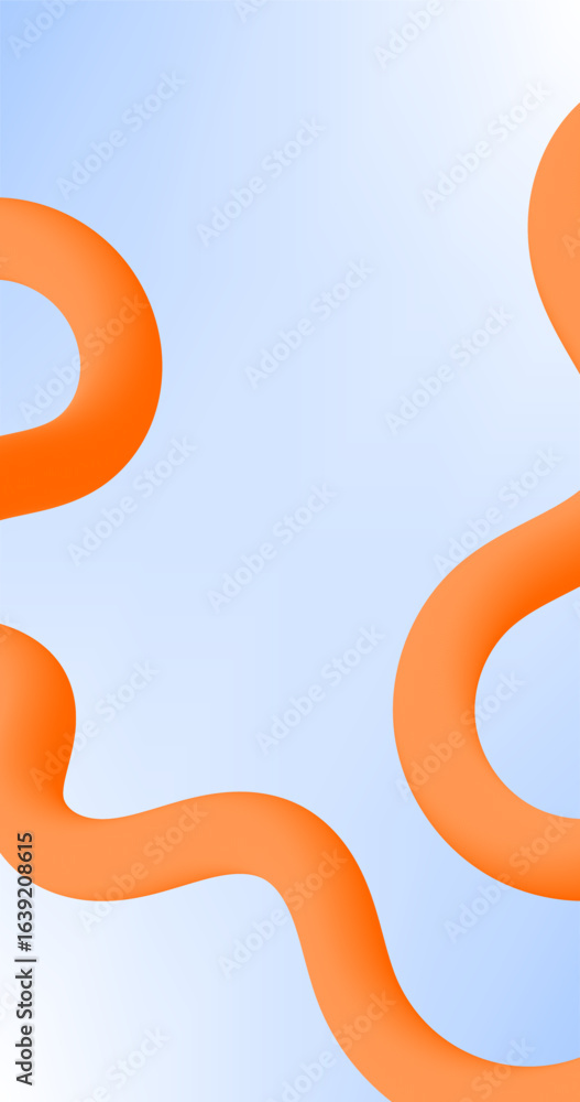 Aufkleber abstract gradient orange curve ribbon on blue sky background with copy space for elements