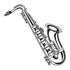 Monochromatic Saxophone Silhouette Captures Musical Elegance and Timeless Appeal for Jazz Music Enthusiasts and Artistic Instrument Designs