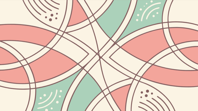 Abstract art deco pattern design with circles and lines in pastel colors vector background 100x100