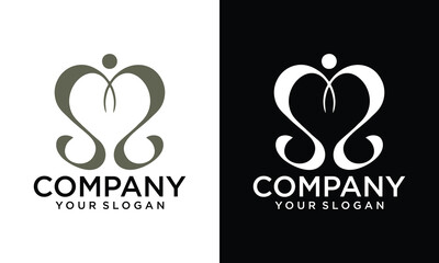 Creative letter SS with people logo design vector illustration template