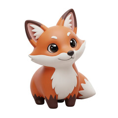 Obraz premium Cute Orange Fox With Big Ears And Eyes On Transparent Background
