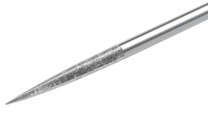 Closeup of sleek silver metal pen with textured grip isolated on the transparent background for modern office and writing concepts