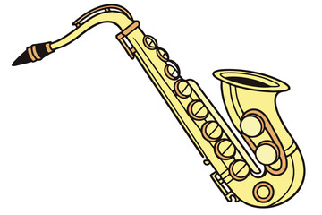 Vibrant and Detailed Illustration of a Saxophone Standing Out on a White Background Perfect for Music Enthusiasts