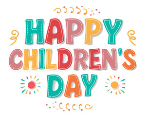 Happy childrens day design with balloons and kids playing jpeg and vector
