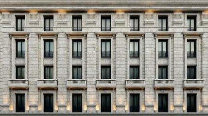 Obraz premium Symmetrical neoclassical building facade in monochrome. AI generated