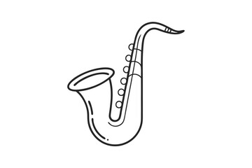 Naklejka premium Line Art Saxophone Illustration Creative Musical Instrument Design A Classic Wind Instrument Drawn with Simple and Artistic Lines